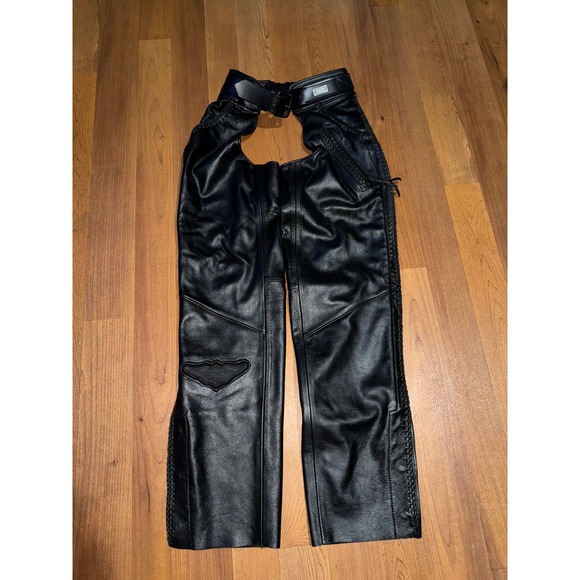 Vintage Harley Davidson Women's Willie G Leather Chaps Small NWT 1990's USA Made - Picture 1 of 16